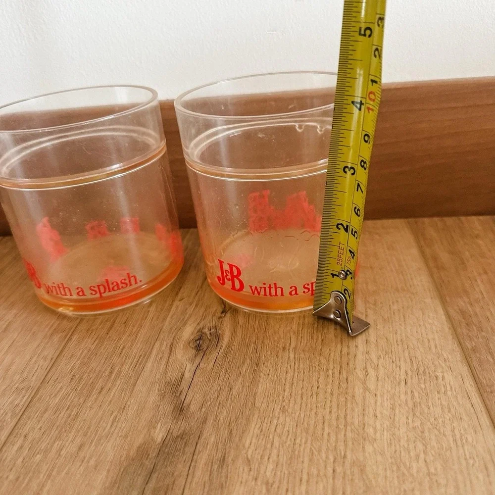 VTG Set Of 2‎ J&B With A Splash Plastic Tumbler Drinking Glasses Scotch Whiskey